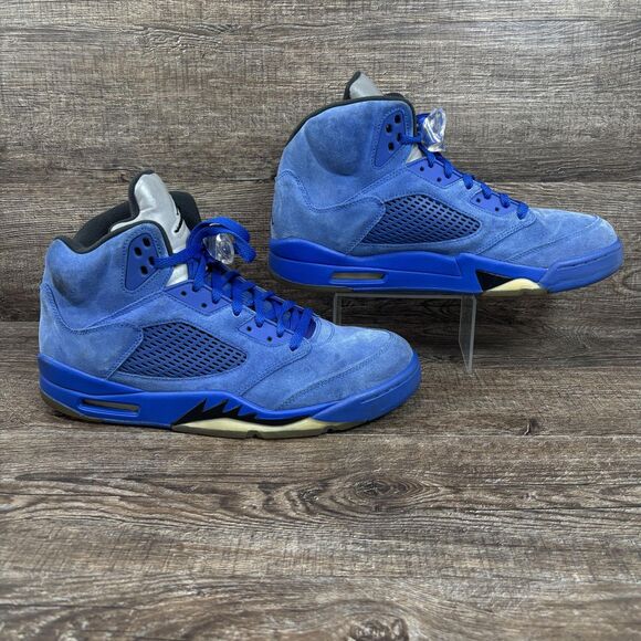 Air Jordan 5 Retro Shoes Men's 12 Blue Suede OG 2017 136027-401 Sneaker - Picture 1 of 8